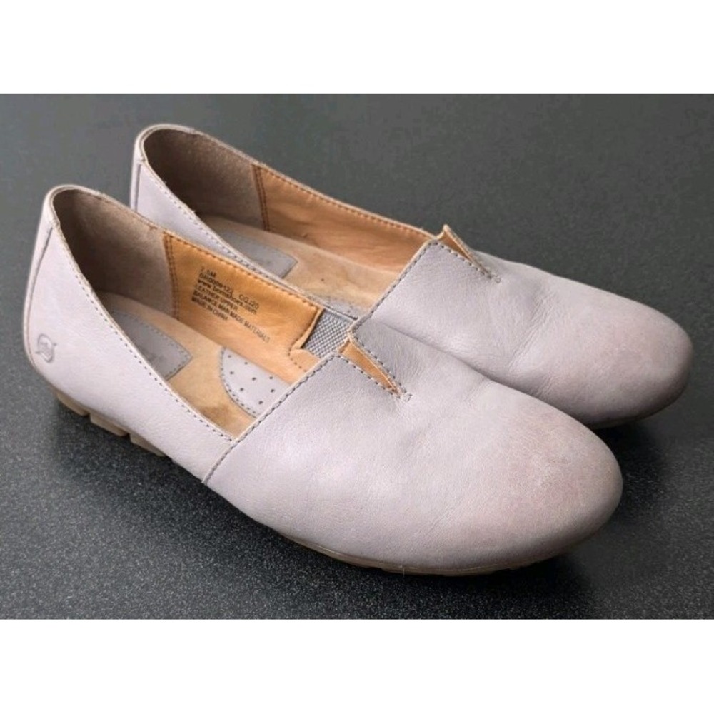 Born Ballet Flats Women 7.5M Gray Leather Slip On Casual Comfort Shoes Office